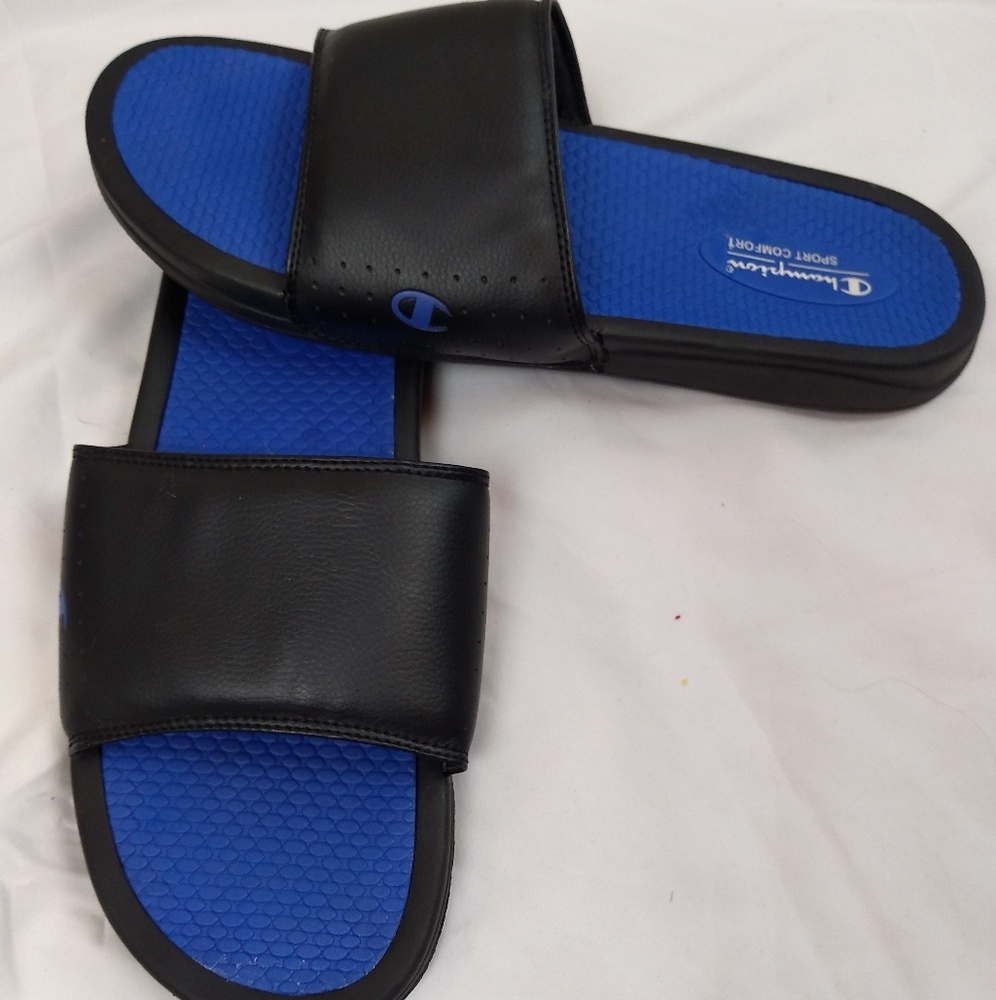 Champion size 12 sandals black/blue